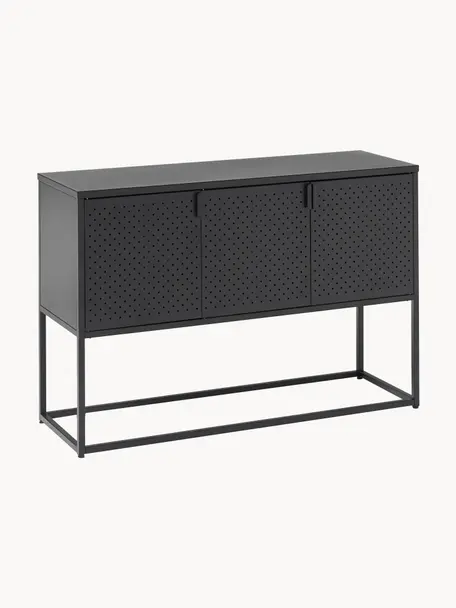 Enfilade en métal Neptun, Métal, revêtement par poudre, Noir, larg. 120 x haut. 80 cm