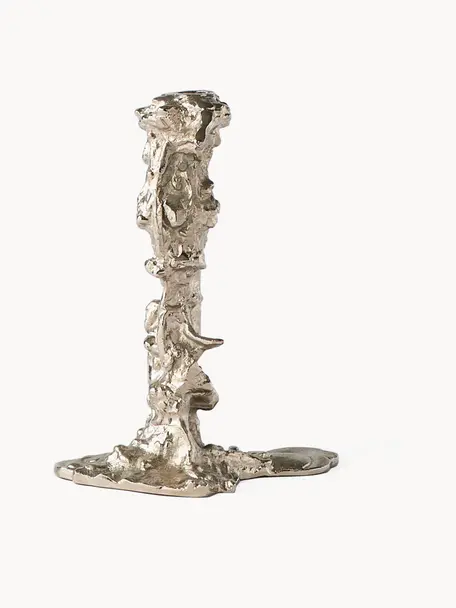 Świecznik z metalu Drip, Metal powlekany, Odcienie srebrnego, S 18 x W 25 cm