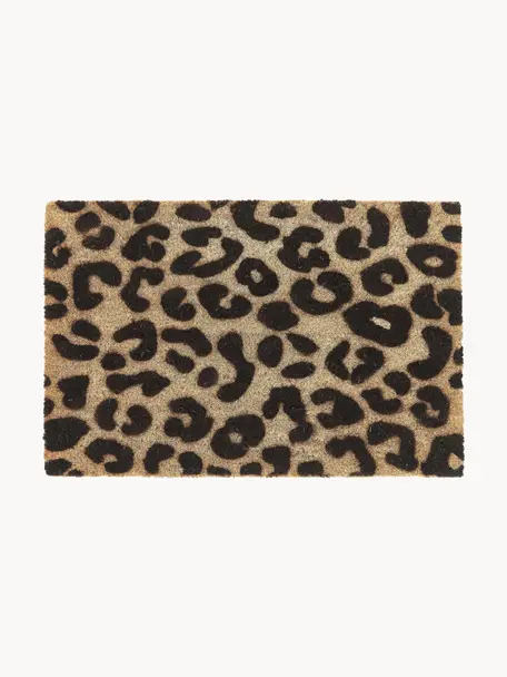 Fußmatte Leopard, Oberseite: Kokosfaser, Unterseite: PVC, Beige, Schwarz, B 40 x L 60 cm