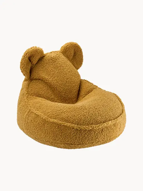 Pouf per bambini in teddy Bear, Teddy giallo senape, Larg. 60 x Prof. 70 cm