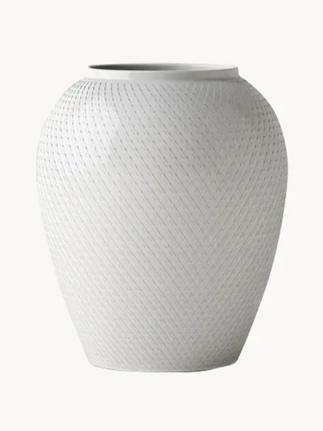 Handgefertigte Porzellan-Vase Rhombe, H 17 cm, Porzellan, Weiß, Ø 14 x H 17 cm