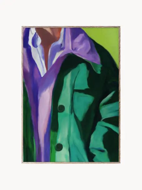 Poster Spring Jacket, 210 g mattes Hahnemühle-Papier, Digitaldruck mit 10 UV-beständigen Farben, Lila, Türkisgrün, B 30 x H 40 cm