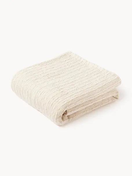 Bouclé přehoz Thomassin, 92 % bavlna, 8 % polyester (bouclé)

Bouclé je materiál, který se vyznačuje nepravidelně zakřivenou strukturou. Charakteristický povrch vytvářejí vetkané smyčky z různých druhů přízí, které dávají tkanině jedinečnou strukturu. Smyčková struktura má izolační a zároveň nadýchaný efekt, díky němuž je tkanina obzvláště příjemná.

Materiál použitý v tomto produktu byl testován na škodlivé látky a certifikován podle STANDARD 100 od OEKO-TEX®, 4265CIT, CITEVE., Světle béžová, Š 230 cm, D 250 cm (pro postele do 180 x 200 cm)