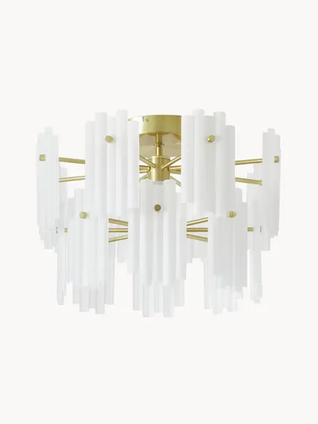 Grote LED plafondlamp Alenia, Lampenkap: acrylglas, Wit, messingkleurig, Ø 57 x H 34 cm