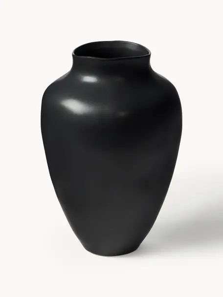 Handgefertigte Vase Latona, verschiedene Größen, Steingut, Schwarz, Ø 27 x H 41 cm
