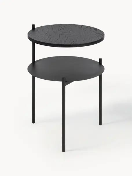 Dřevěný noční stolek Tu, Černá, Ø 40 cm, V 52 cm
