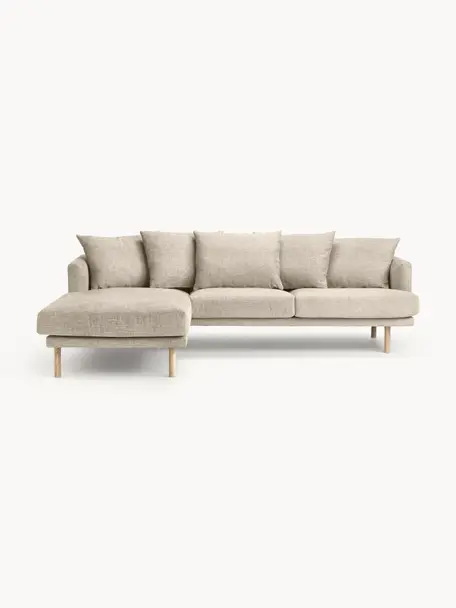 Ecksofa Adrian (3-Sitzer), Bezug: 47 % Viskose, 23 % Baumwo, Gestell: Sperrholz, Webstoff Beige, B 255 x T 182 cm, Eckteil links