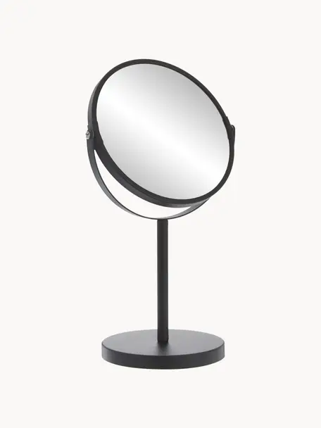 Runder Kosmetikspiegel Classic mit Vergrösserung und Metallsockel, Rahmen: Metall, beschichtet, Spiegelfläche: Spiegelglas, Schwarz, Ø 20 x H 35 cm