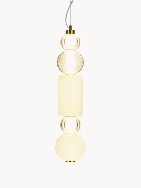 Lampa wisząca LED ze szkła dmuchanego Collar, Odcienie złotego, Ø 15 x W 80 cm