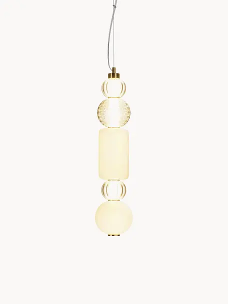 Mondgeblazen kleine LED hanglamp Collar, Goudkleurig, Ø 15 x H 80 cm