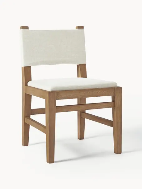 Dřevěná židle s polstrováním Liano, Světle béžová, dubové dřevo, Š 50 cm, V 80 cm