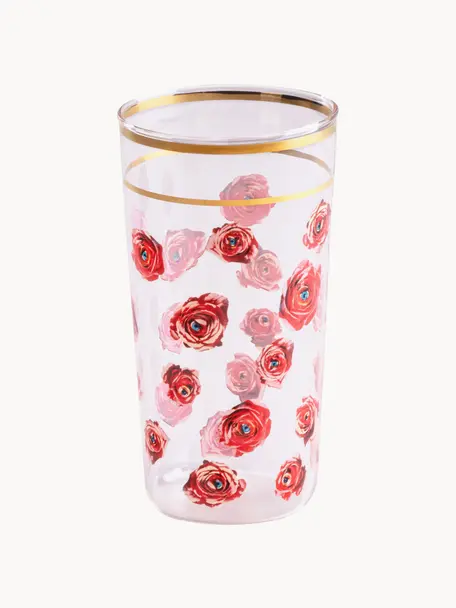Wasserglas Roses, Dekor: Gold Entdecke die Vielsei, Roses, Ø 7 x H 13 cm, 370 ml