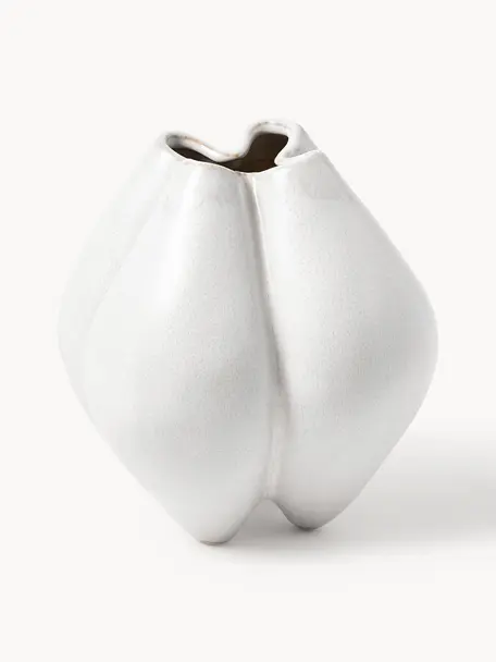 Petit vase en grès cérame Frida, Grès cérame, Blanc cassé, larg. 18 x haut. 19 cm