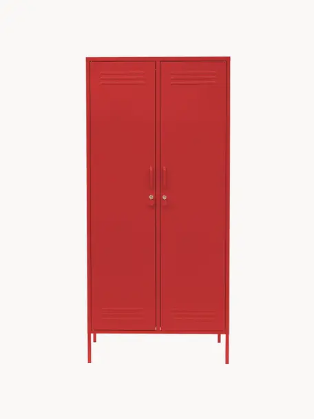 Petite armoire Twinny, Métal, enduit, Rouge, larg. 85 x haut. 183 cm