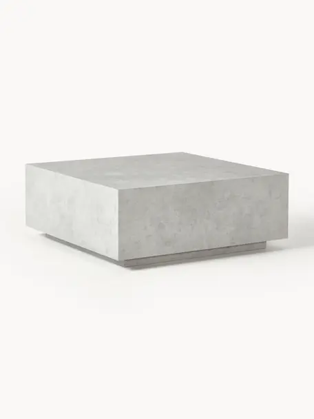Konferenční stolek v betonovém vzhledu Lesley, MDF deska (dřevovláknitá deska střední hustoty) pokrytá melaminovou fólií, mangové dřevo, Šedý betonový vzhled, matný, Š 90 cm, H 90 cm