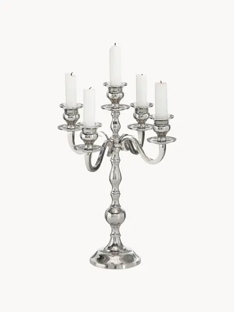 Candelabro classico argentato Classy II, Metallo rivestito, Argentato, 31 x 50 cm