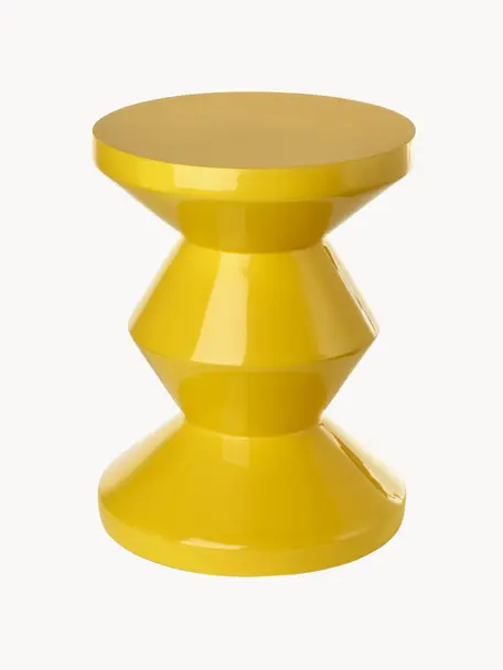 Table d'appoint ronde Zig Zag, Plastique, laqué, Jaune soleil, Ø 36 x haut. 46 cm