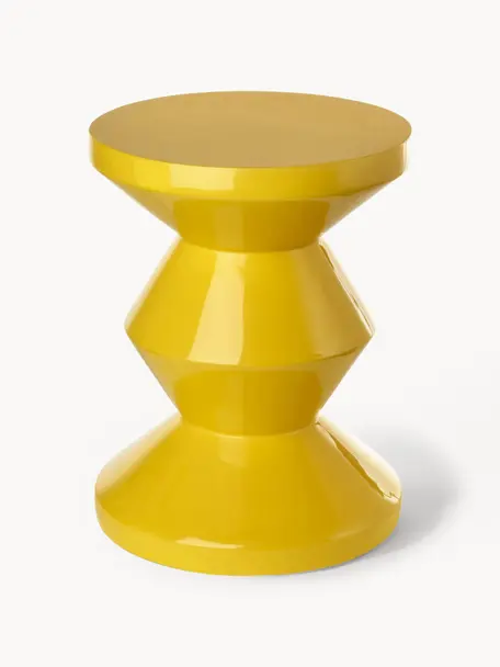 Table d'appoint ronde Zig Zag, Plastique, laqué, Jaune soleil, Ø 36 x haut. 46 cm