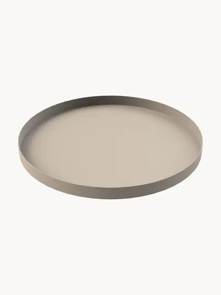 Kulatý dekorativní tác Circle, Nerezová ocel s práškovým nástřikem, Světle béžová, Ø 40 cm, V 2 cm