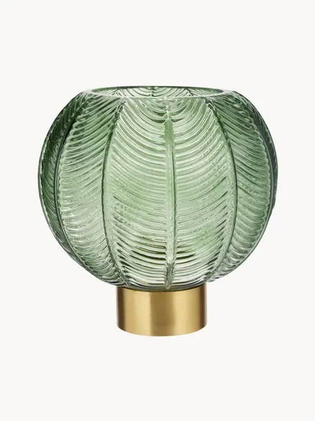 Kulatá váza se zlatou podstavou Mickey, V 21 cm, Zelená, transparentní, zlatá, Ø 20 cm, V 21 cm