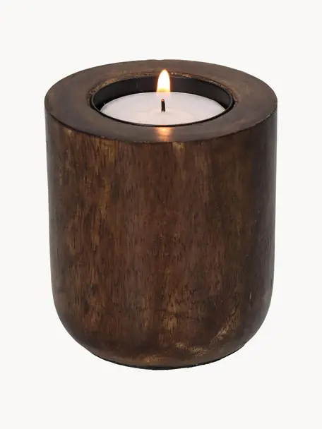 Waxinelichthouder Light van hout, Houtkleurig, Donkere hout, Ø 7 x H 8 cm