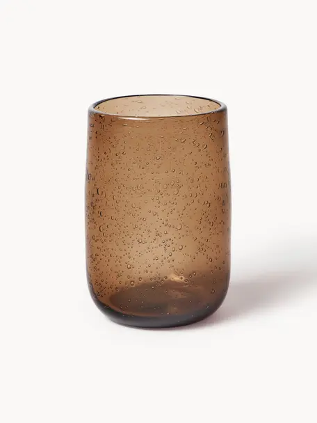 Verres à eau artisanaux avec bulles d'air Bari, 6 pièces, Verre, Brun, Ø 7 x haut. 11 cm, 330 ml