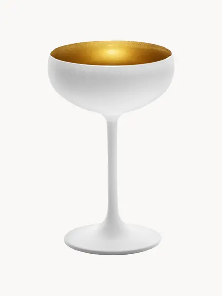 Coppa champagne in cristallo Elements 6 pz, Cristallo rivestito, Bianco, dorato, Ø 10 x Alt. 15 cm, 230 ml