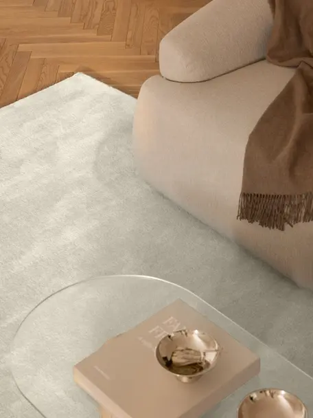 Alfombra de lana artesanal Zayne, Parte superior: 100% lana con certificado, Blanco Off White, An 80 x L 150 cm (Tamaño XS)