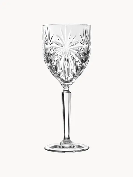 Copas de vino blanco de cristal con relieve Oasis, 6 uds., Cristal Luxion, Transparente, Ø 8 x Al 19 cm, 210 ml