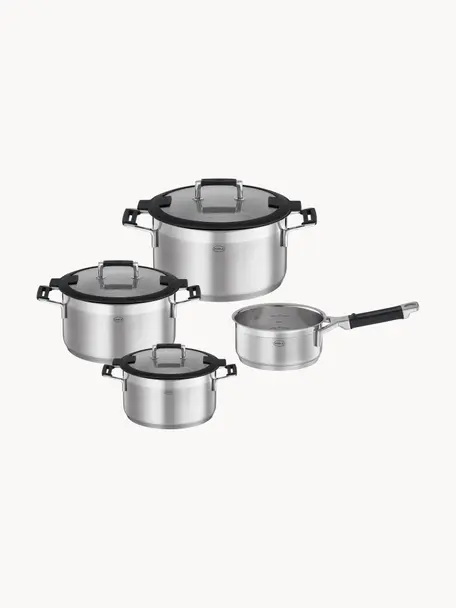 Set de casseroles en acier inoxydable Silence, 4 élém., Argenté, Lot de différentes tailles