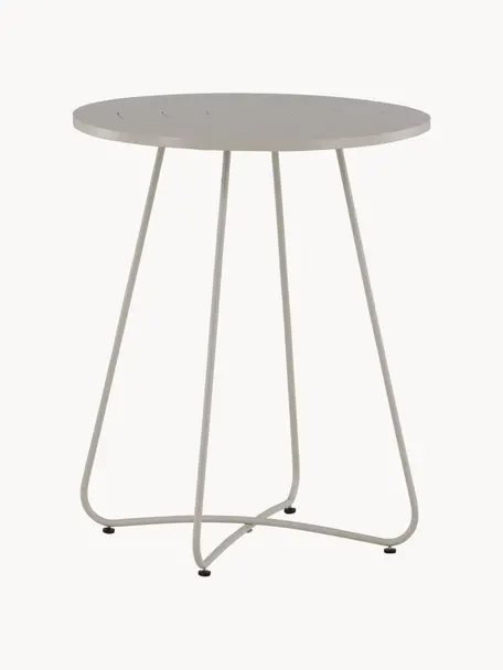 Mesa de jardín de metal Bacong, Acero reciclado, recubierto, Beige claro, Ø 60 x Al 74 cm