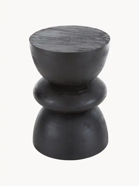 Tavolino in legno di mango Benno, Legno massiccio di mango laccato, Legno di mango laccato nero, Ø 35 x Alt. 50 cm