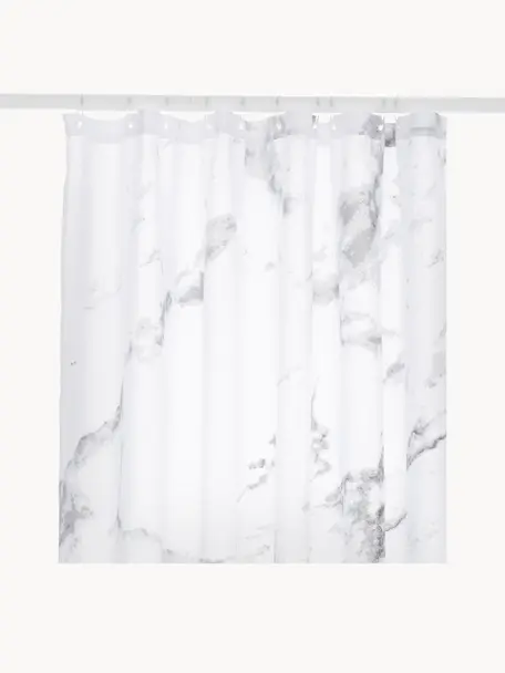 Zasłona prysznicowa Marble, 100% poliester
Produkt odporny na wilgoć, niewodoodporny, Biały, odcienie szarego, S 180 x D 200 cm