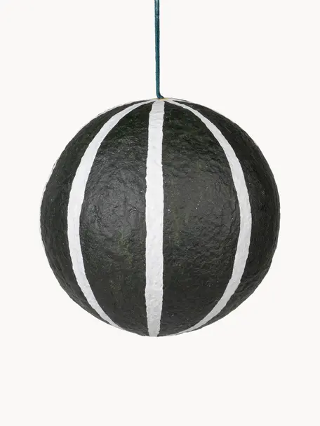 Weihnachtskugel Sphere, Ø 12 cm, 3 Stück, Baumwollzellstoff, Schwarz, Weiß, Ø 12 cm