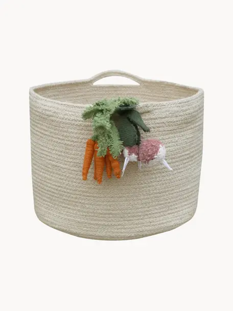 Cesto portaoggetti per bambini fatto a mano Veggies, 97% cotone, 3% fibra sintetica, Beige chiaro, multicolore, Ø 30 x Alt. 23 cm