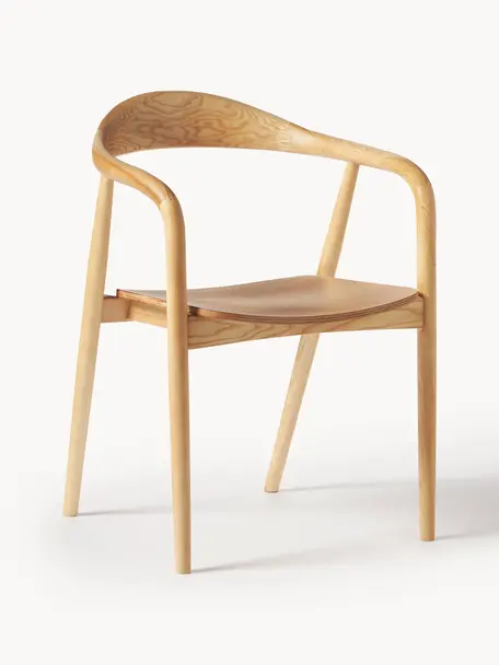 Silla con reposabrazos de madera Angelina, Madera de fresno pintado con certificado FSC
Madera contrachapada pintado con certificado FSC, Madera de fresno clara, An 57 x Al 80 cm