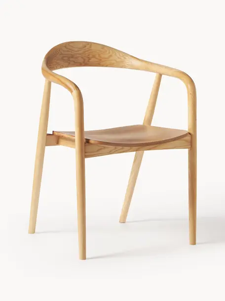 Drevená stolička s opierkami Angelina, Jaseňové drevo lakované, certifikát FSC , preglejka lakovaná, certifikát FSC, Svetlé jaseňové drevo, Š 57 x V 80 cm