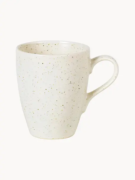 Tasses rustiques artisanales Nordic Vanilla, 6 pièces, Grès cérame, Blanc crème, moucheté, Ø 8 x haut. 10 cm, 250 ml