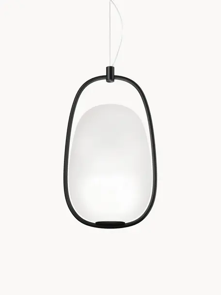 Lampa wisząca ze szkła dmuchanego z funkcją przyciemniania Lanna, Czarny, Ø 22 x W 40 cm