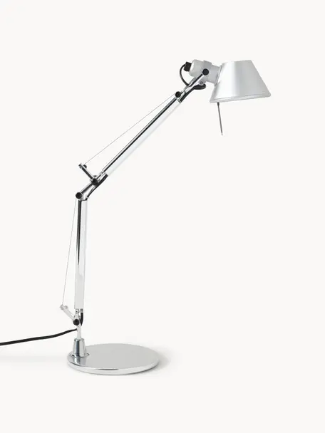 Verstellbare Schreibtischlampe Tolomeo Micro, Silberfarben, B 45 x H 37 - 73 cm