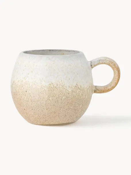 Taza artesanal con esmalte Paula, Cerámica de gres, Tonos beige, Ø 9 x Al 8 cm, 250 ml