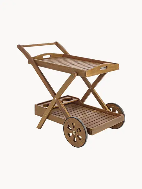 Zahradní barový vozík Noemi, Lakované a olejované akáciové dřevo, Akáciové dřevo, Š 89 cm, V 76 cm