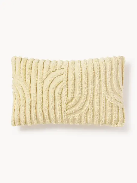 Housse de coussin rectangulaire en coton Bell, 100% coton, Jaune clair, larg. 30 x long. 50 cm