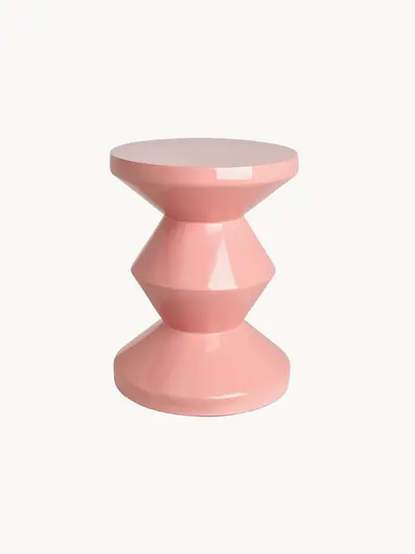 Runder Beistelltisch Zig Zag, Kunststoff, lackiert, Apricot, Ø 36 x H 46 cm