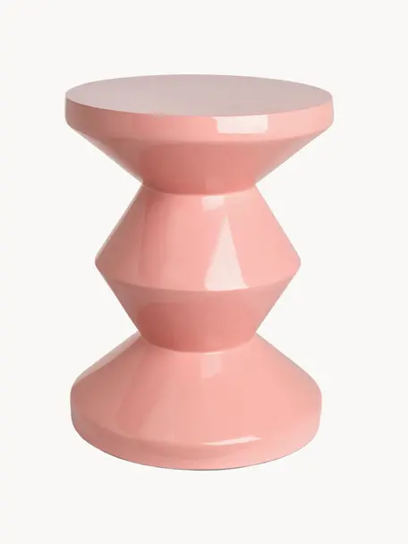 Tavolino rotondo Zig Zag, Plastica laccata, Peach, Ø 36 x Alt. 46 cm