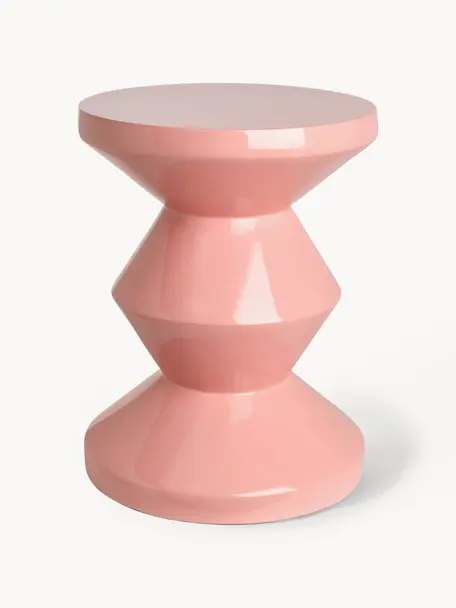 Tavolino rotondo Zig Zag, Plastica laccata, Peach, Ø 36 x Alt. 46 cm
