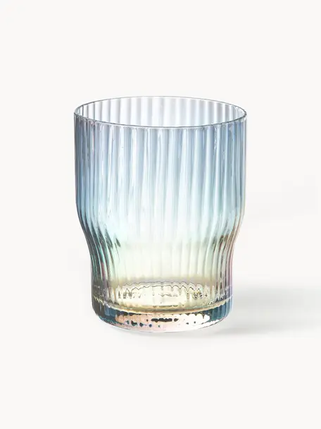 Vasos soplados artesanalmente con relieve Juno, 4 uds., Vidrio, Transparente, Ø 9 x Al 11 cm, 400 ml