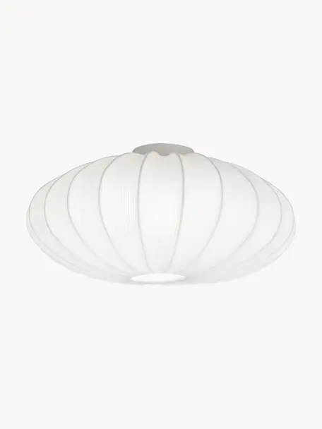 Plafondlamp Mamsell van stof, Lampenkap: 60% polyester, 40% rayon, Wit, Ø 55 x H 28 cm