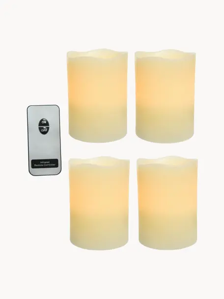 Bougies LED à piles Beno, 4 pièces, Cire, Jaune pâle, Ø 8 x haut. 10 cm