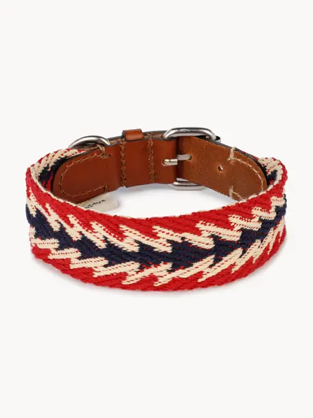 Collar para mascotas artesanal Peruvian Arrov, tamaños diferentes, Rojo, azul oscuro, blanco, L 32 cm